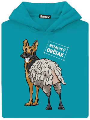 Nemecký ovčiak detská mikina klokanka Hawaiian Blue