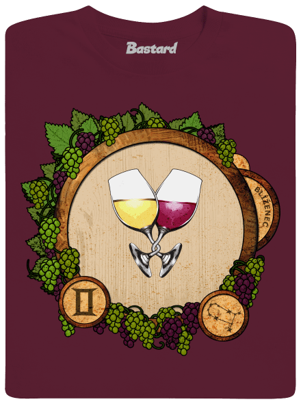 Vínny horoskop: Blíženec pánske tričko Burgundy