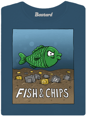 Fish and IT chips dámske tričko prémium Petrol Blue