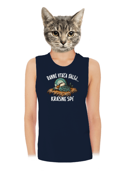 Ranné vtáča spí dámske tielko voľné Navy