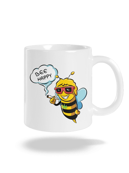 Bee happy klasický hrnček White
