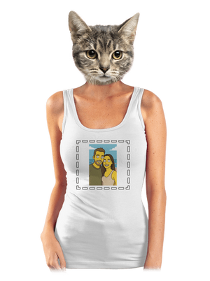 Simpsonovi z vlastnej fotky dámske tielko klasické White