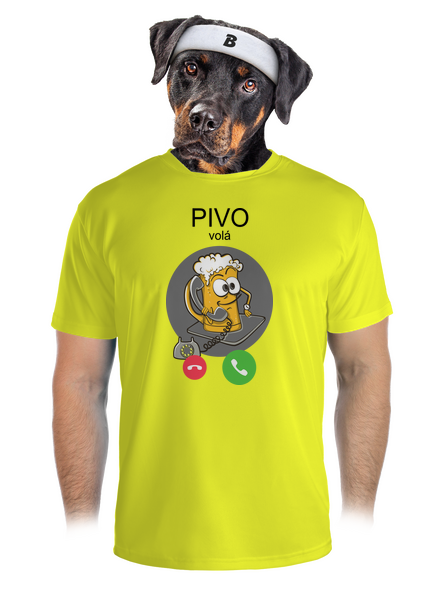 Pívo volá pánske športové tričko Neon Yellow