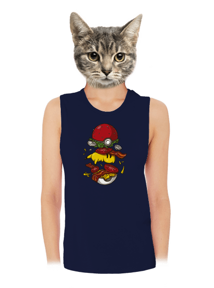 Pokémon burger dámske tielko voľné Navy