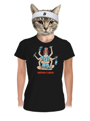 Sestra v akcii dámske športové tričko Black