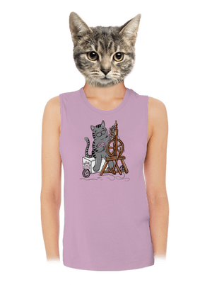 Mačka pradie dámske tielko voľné Lilac