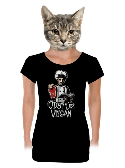 Odstup vegane dámske tričko s lemom Black