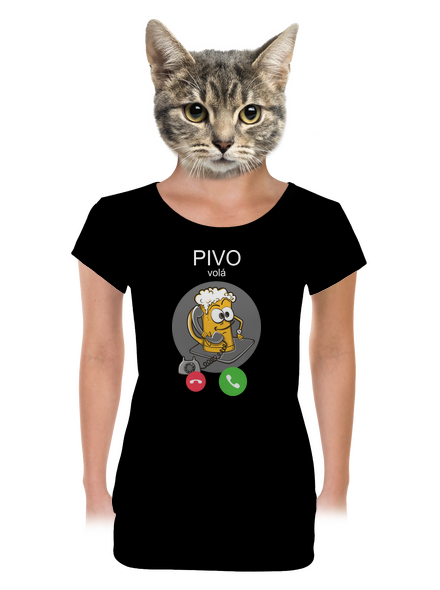 Pívo volá dámske tričko s lemom Black