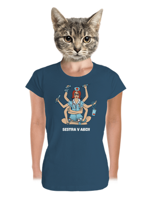 Sestra v akcii dámske tričko prémium Petrol Blue