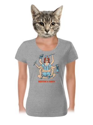 Sestra v akcii dámske tričko Dark Gray Melange