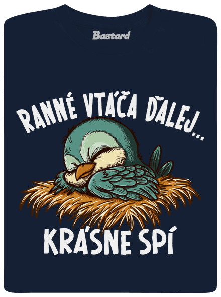 Ranné vtáča spí pánske tričko Navy