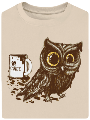 Sova na kofeínu unisex tričko oversized Almond