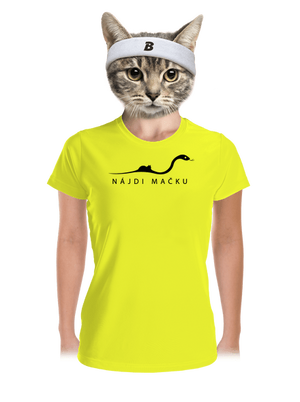 Nájdi mačku dámske športové tričko Neon Yellow
