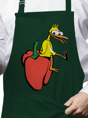 Kura na paprike zástera Bottle Green