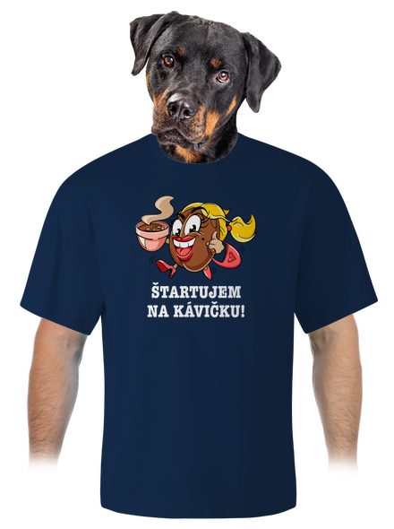 Štartujem na kávičke unisex tričko oversized Midnight Blue