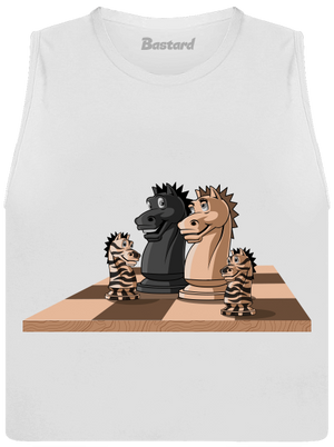 Šachová rodina dámske tielko voľné White