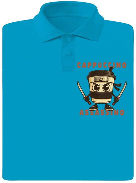 Cappuccino Assasino – Italian Brainrot pánska polokošeľa Blue Atol