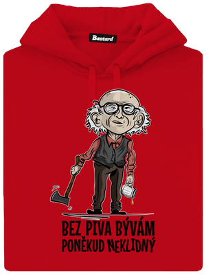 Neklidný bez piva pánska mikina klokanka Red
