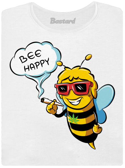 Bee happy dámske tričko s lemom White