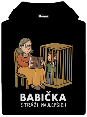 Babička stráži najlepšie detská mikina klokanka Black