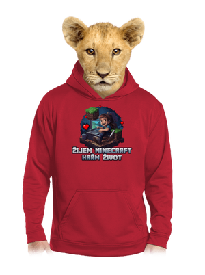 Žijem Minecraft detská mikina klokanka Fire Red