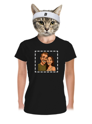 Karikatúra z vlastnej fotky dámske športové tričko Black