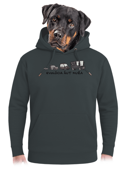 Evolúcia áut muža unisex mikina premium Charcoal
