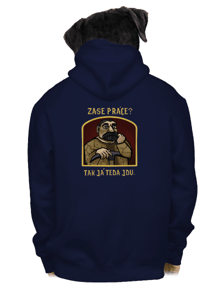Zase práce? pánska mikina na zips Navy