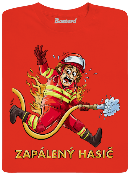 Zapálený hasič a hasička pánske tričko Fiery Red