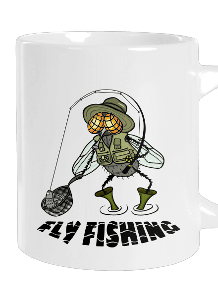 Fly fishing veľký hrnček White