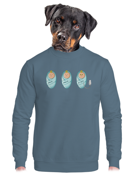 AI baby unisex mikina bez kapucne Nordic Blue