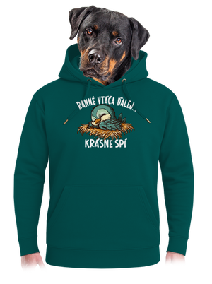 Ranné vtáča spí unisex mikina premium Emerald Green