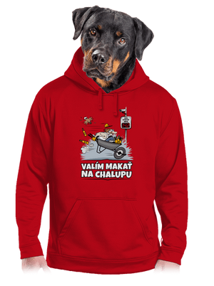 Valím na chalupu pánska mikina klokanka Red