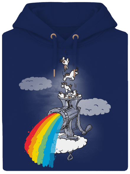 Ako vzniká dúha unisex mikina premium Navy
