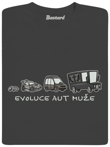 Evolúcia áut muža pánske tričko Dark Grey