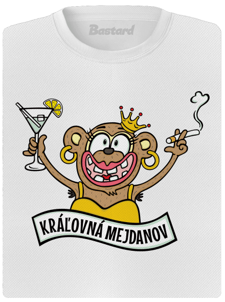 Kráľovná mejdanov dámske športové tričko White