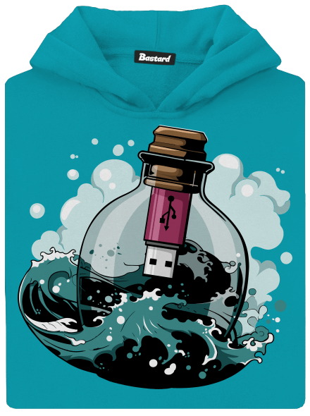 USB odkaz vo fľaši detská mikina klokanka Hawaiian Blue