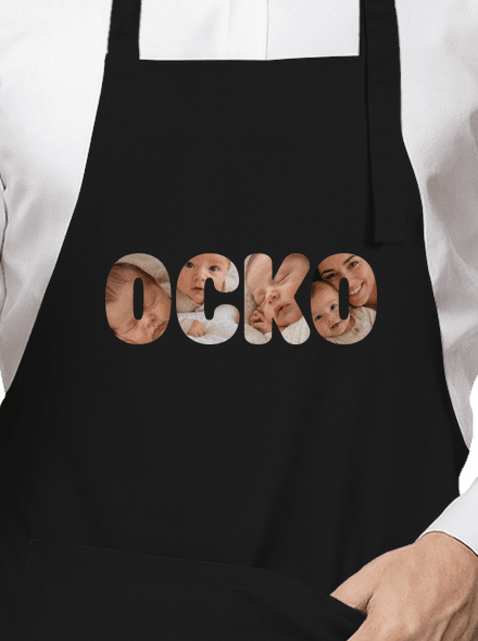 Nápis ocko z vlastných fotiek zástera Black